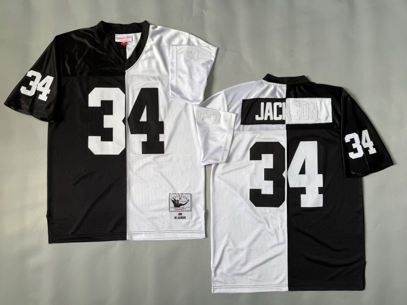 Men 2025 Nike Oakland Raiders #34 Jackson black white Throwback Limited NFL Jersey style 001
